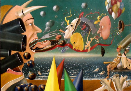 Carnevale 2000 olio tela 70-50